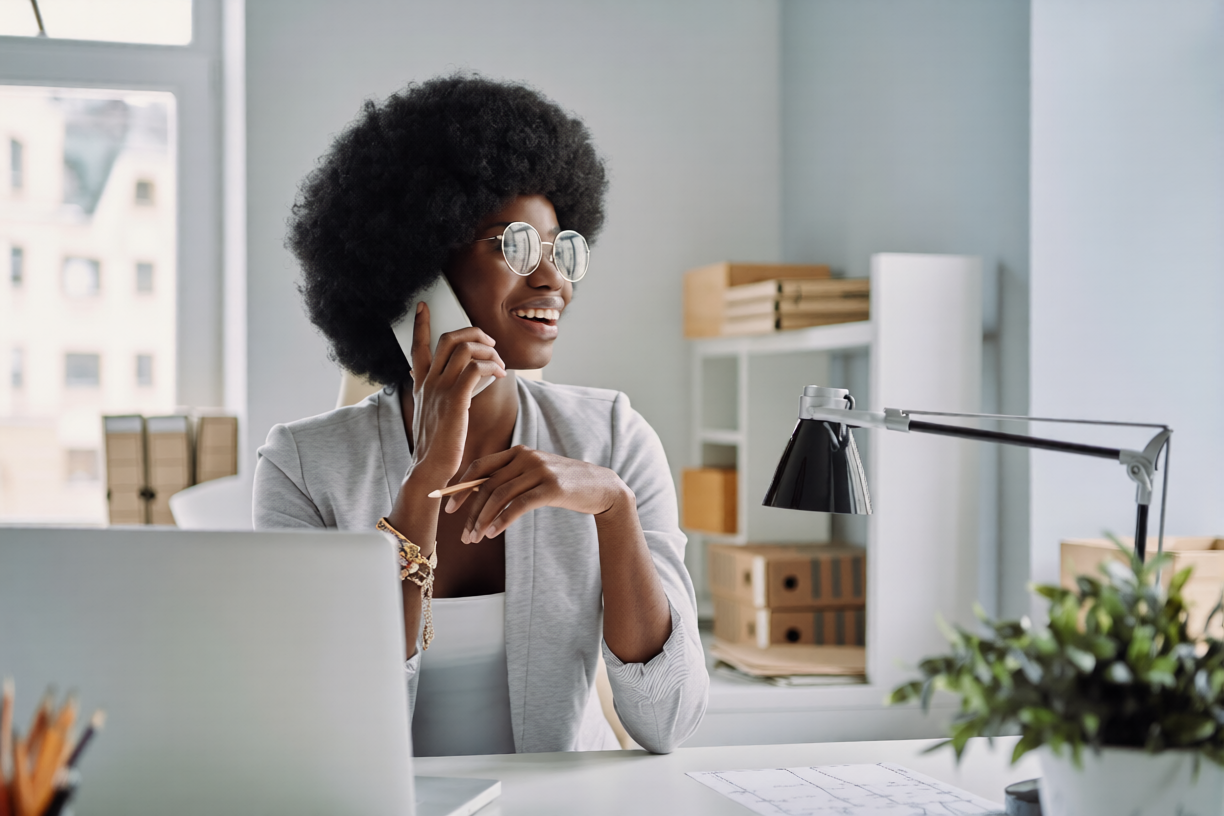 Entrepreneur working on building her business online